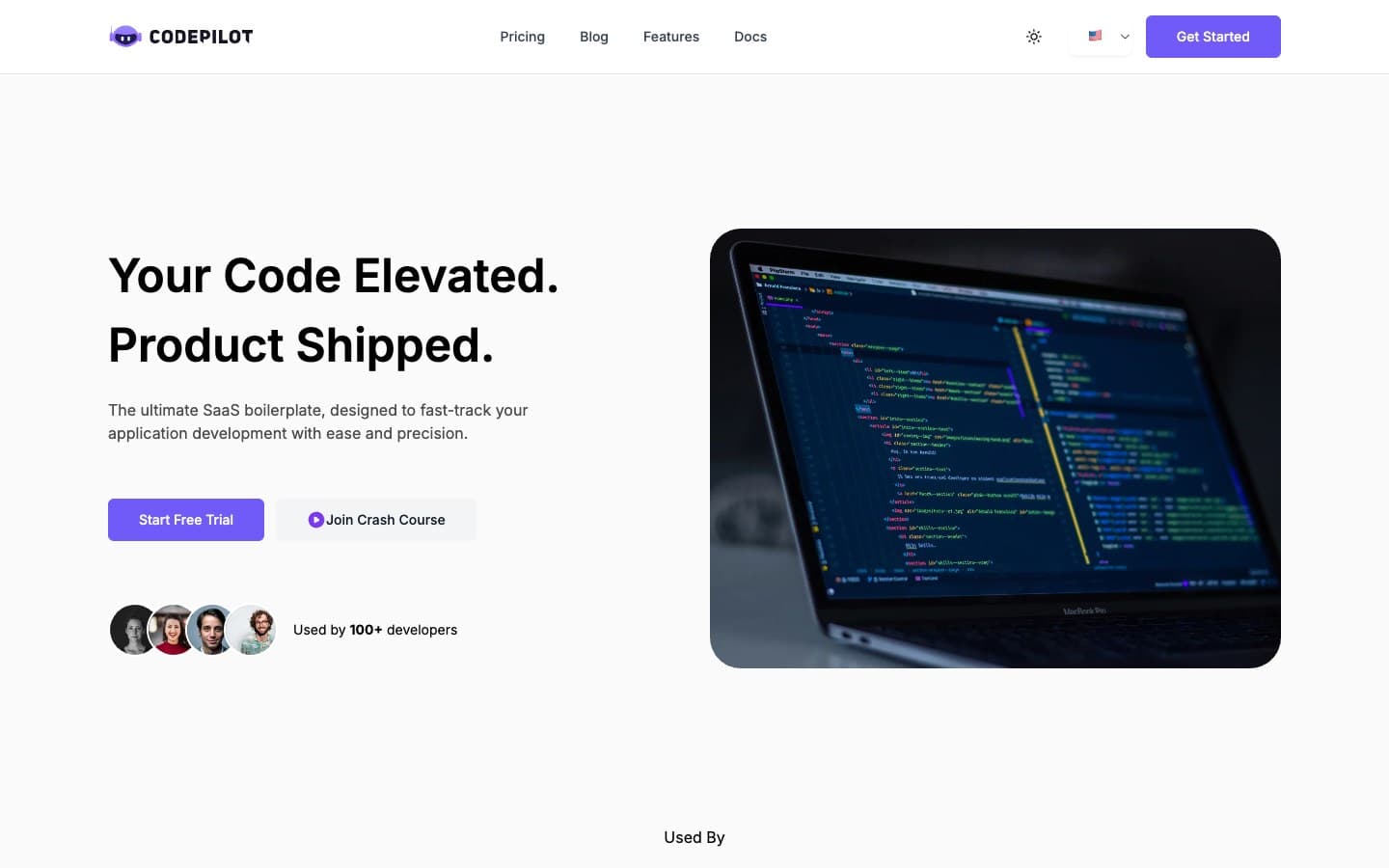 Codepilot — landing page of the SaaS starter kit